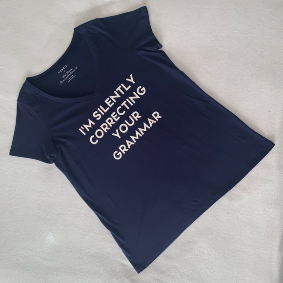 TORRID Tee, Navy, “I’m Silently Correcting Your Grammar” Funny Tee, Size 0X, EUC - Picture 3 of 14